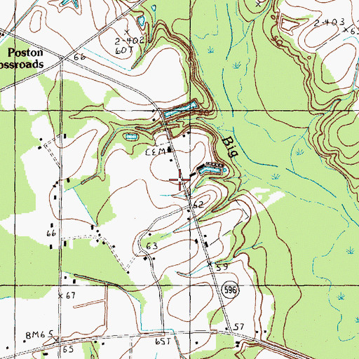 Topographic Map of Posser Tabernacle, SC