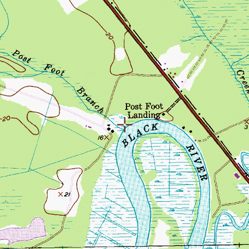 Topographic Map of Post Foot Branch, SC