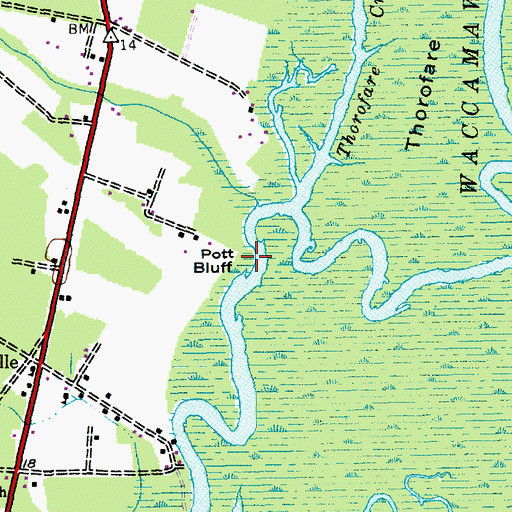 Topographic Map of Pott Bluff, SC