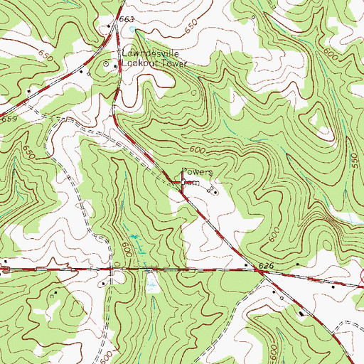 Topographic Map of Powers Cemetery, SC