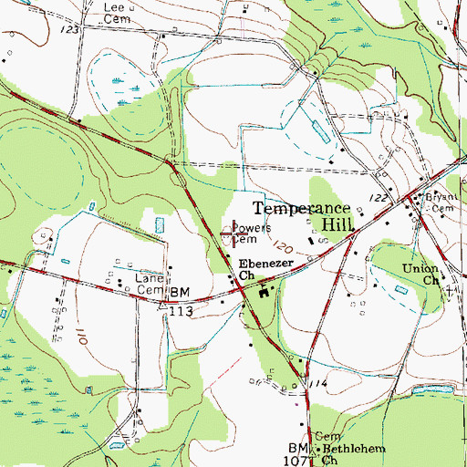 Topographic Map of Powers Cemetery, SC
