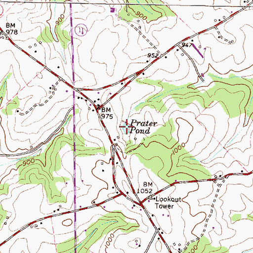 Topographic Map of Prater Pond, SC