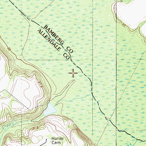 Topographic Map of Pretty Creek, SC