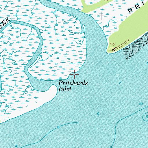 Topographic Map of Pritchards Inlet, SC