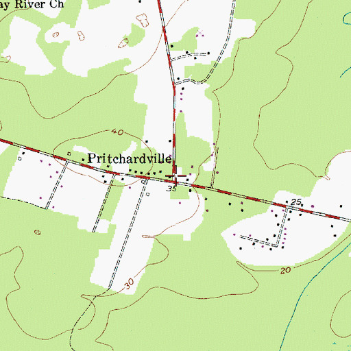 Topographic Map of Pritchardville, SC