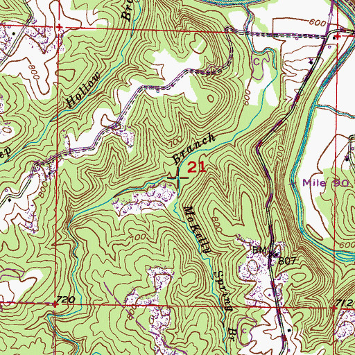 Topographic Map of McKelly Spring Branch, AL