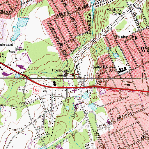 Topographic Map of Providence Church, SC