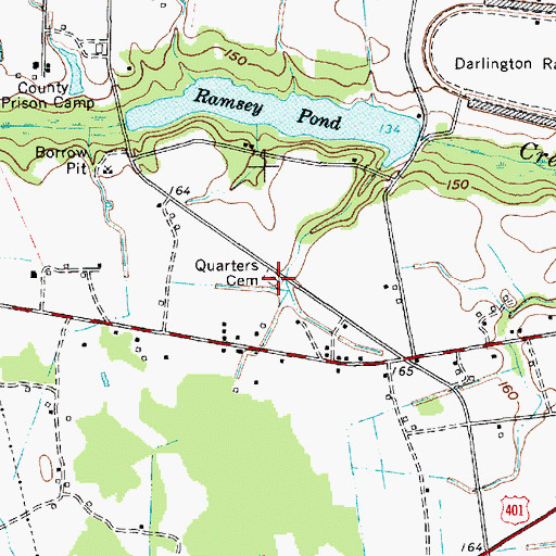 Topographic Map of Quarters Cemetery, SC