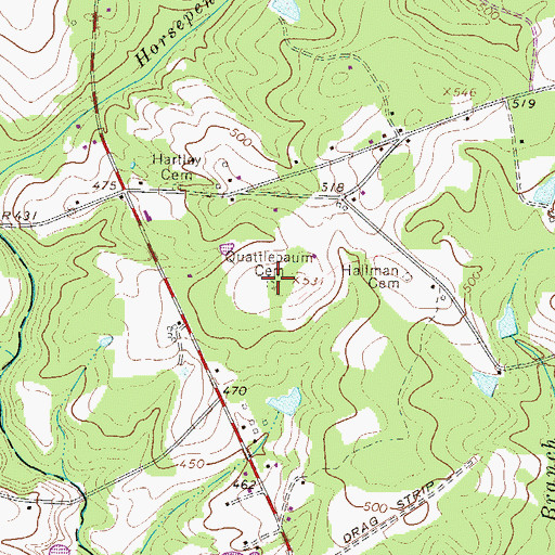 Topographic Map of Quattlebaum Cemetery, SC