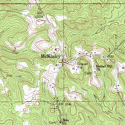 Topographic Map of McKinley, AL