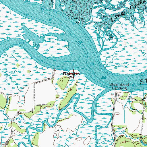 Topographic Map of Rabbits Point, SC