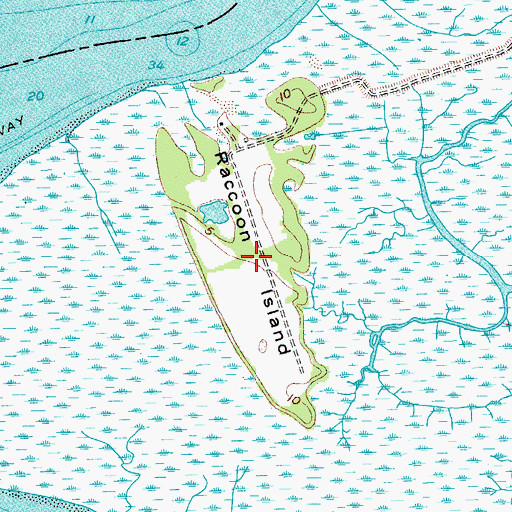 Topographic Map of Raccoon Island, SC