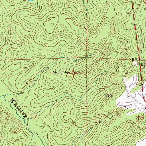 Topographic Map of McKinley Cemetery, AL