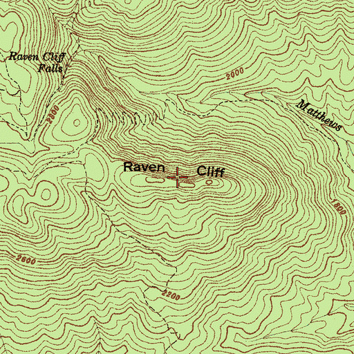 Topographic Map of Raven Cliff, SC