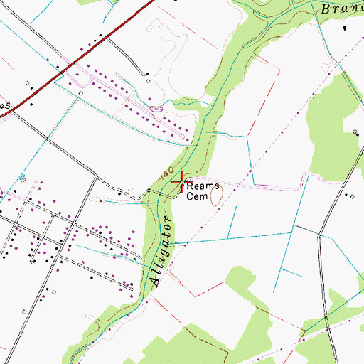 Topographic Map of Reams Cemetery, SC