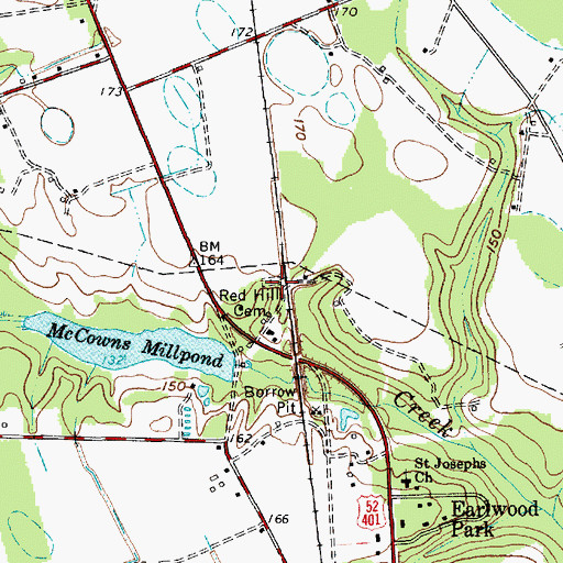 Topographic Map of Red Hill Cemetery, SC