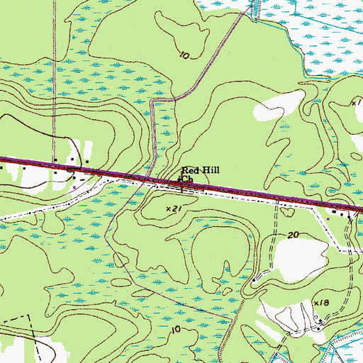 Topographic Map of Red Hill Church, SC