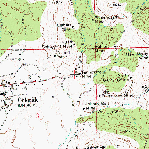Topographic Map of Tennessee Mine, AZ