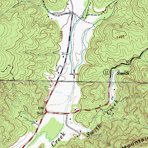Topographic Map of Reedy Cove Creek, SC