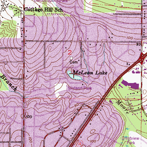Topographic Map of McLean Lake, AL
