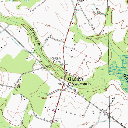 Topographic Map of Regan Cemetery, SC