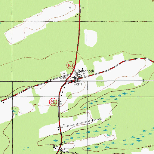 Topographic Map of Rehoboth Church, SC