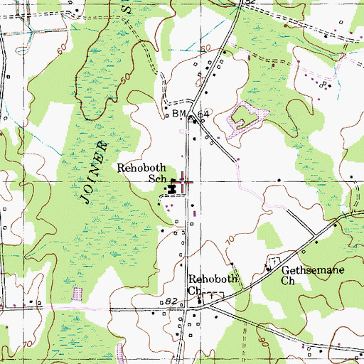 Topographic Map of Rehoboth School, SC