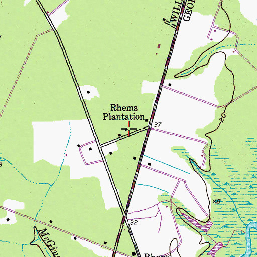 Topographic Map of Rhems Plantation, SC
