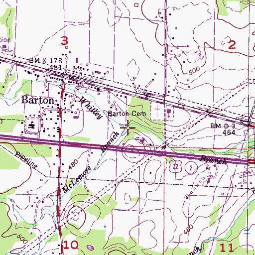 Topographic Map of McLemore Branch, AL