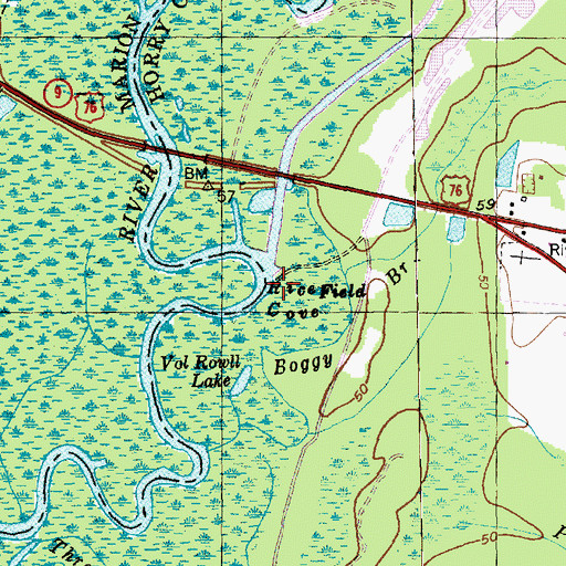 Topographic Map of Rice Field Cove, SC