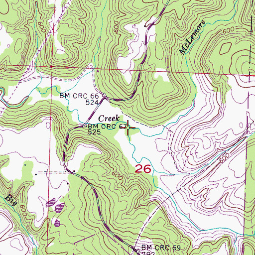 Topographic Map of McLemore Branch, AL