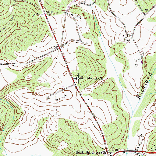 Topographic Map of Richland Church, SC