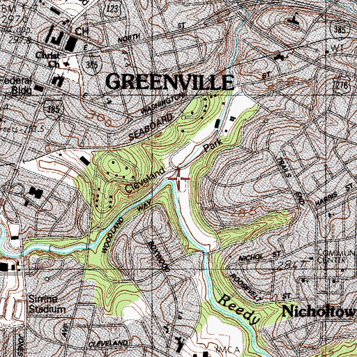 Topographic Map of Richland Creek, SC