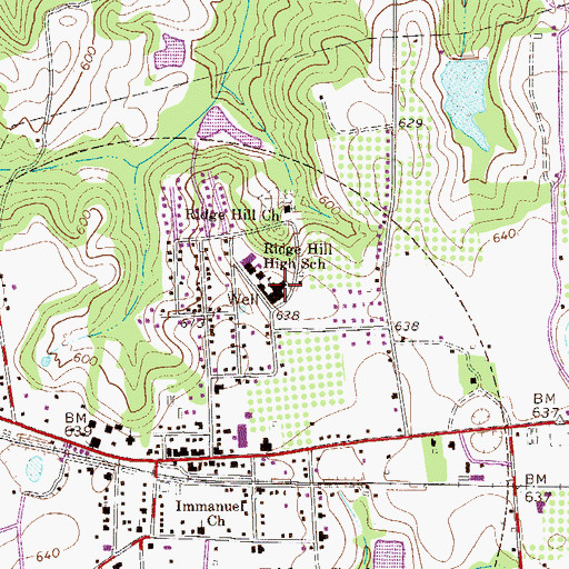 Topographic Map of Ridge Hill High School, SC