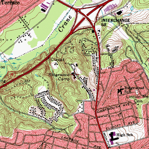 Topographic Map of Ridgewood Camp, SC