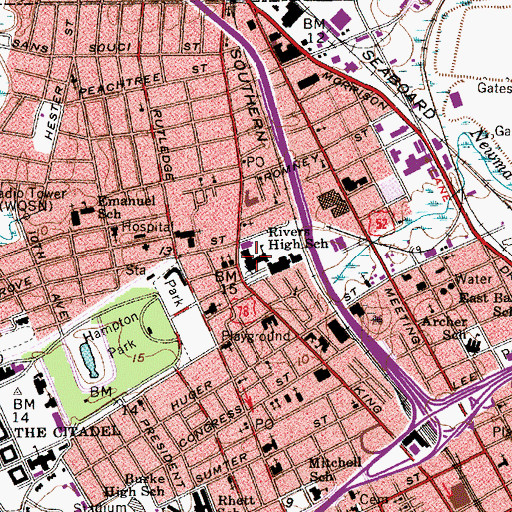 Topographic Map of M R Rivers Middle School, SC