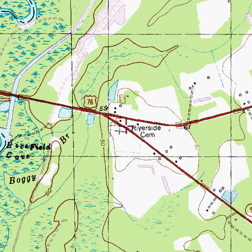Topographic Map of Riverside Cemetery, SC