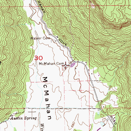 Topographic Map of McMahan Cemetery, AL