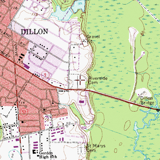 Topographic Map of Riverside Cemetery, SC