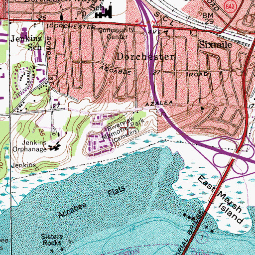 Topographic Map of Riverview Memorial Park, SC