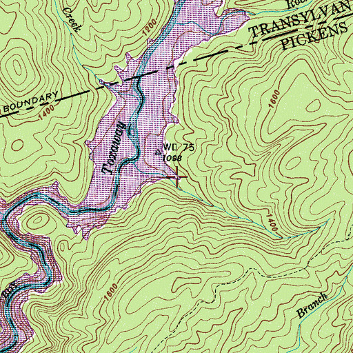 Topographic Map of Rock Creek, SC