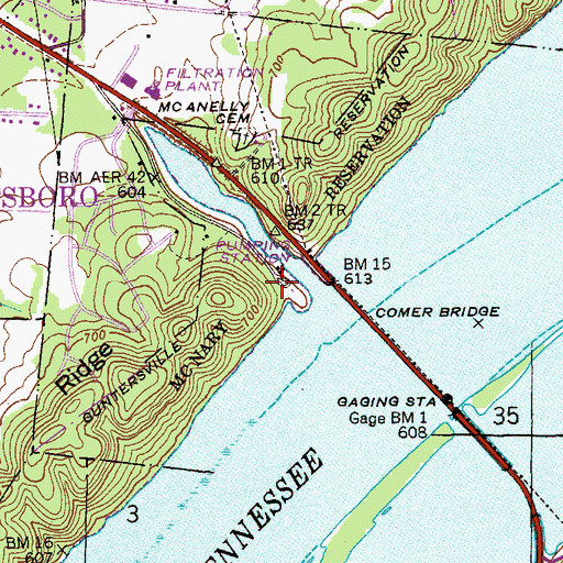 Topographic Map of McNary Reservation, AL