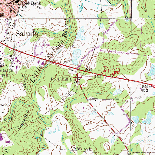 Topographic Map of Rock Hill Church, SC