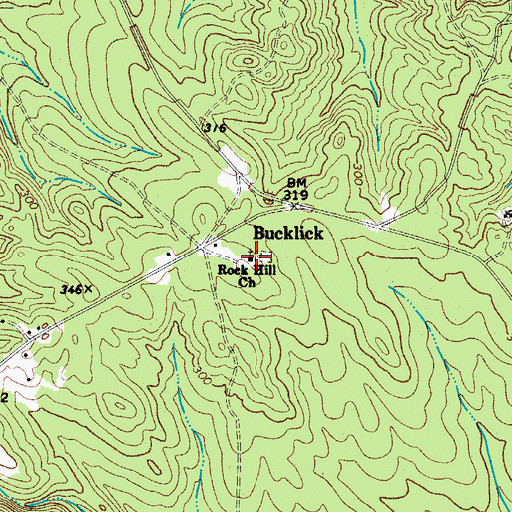 Topographic Map of Rock Hill Church, SC