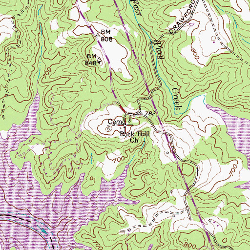 Topographic Map of Rock Hill Church, SC
