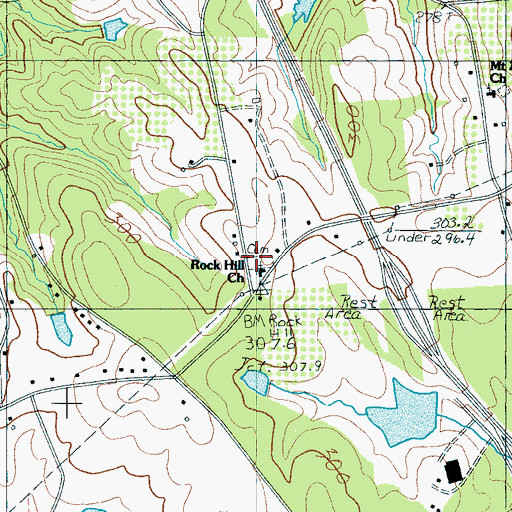 Topographic Map of Rock Hill Church, SC