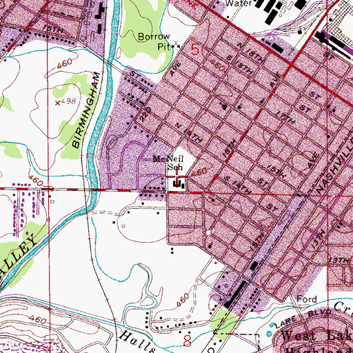 Topographic Map of McNeil Junior High School, AL