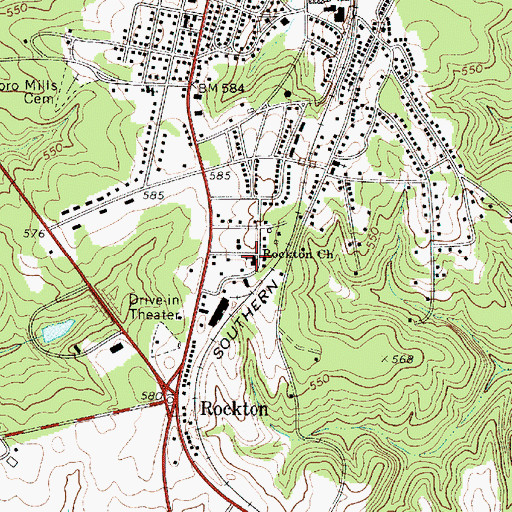 Topographic Map of Rockton Church, SC