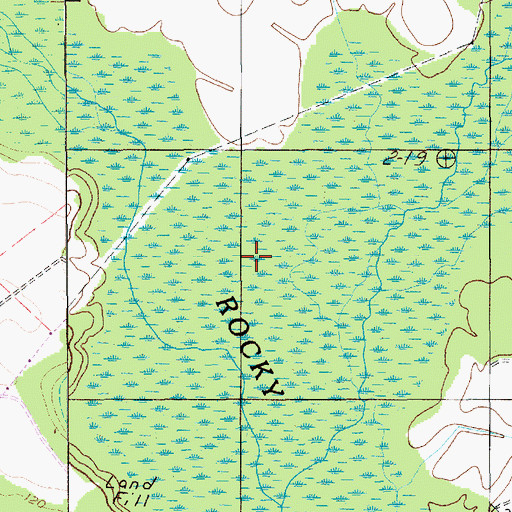 Topographic Map of Rocky Bluff Swamp, SC