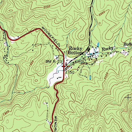Topographic Map of Rocky Bottom, SC
